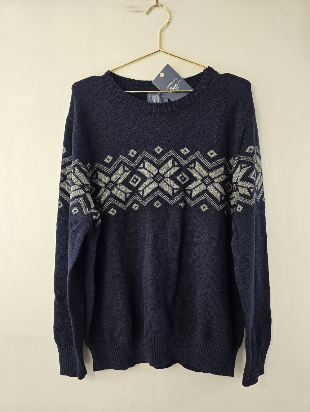 G.H. Bass & Co. Wool Cotton Nordic Scandinavian Fair Isle Crewneck Sweater NWT L